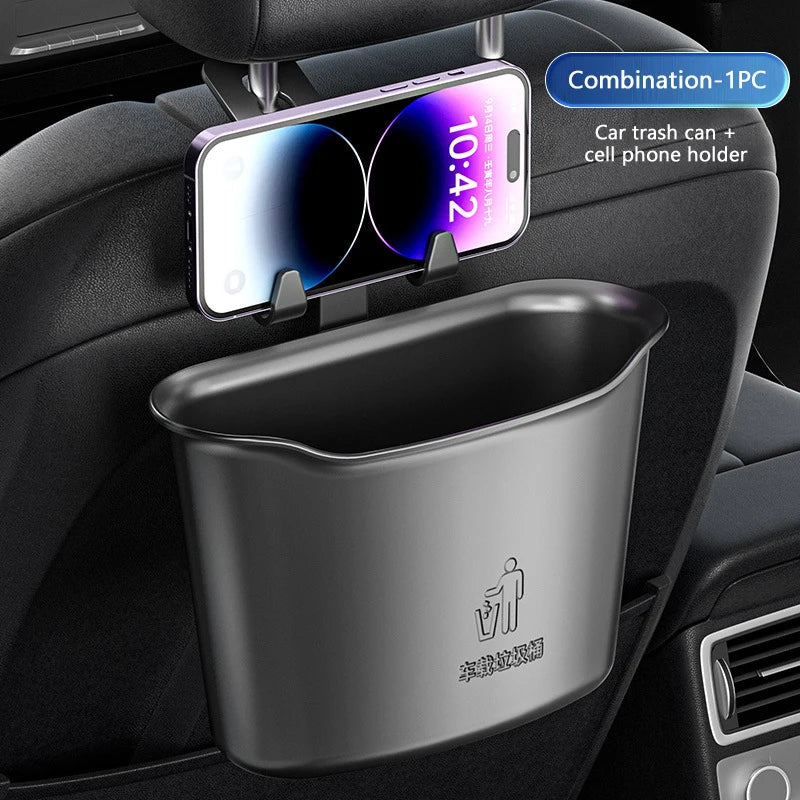 1.6L Large-Capacity Car Trash Bin – Waterproof Seat Back Garbage Can Organizer