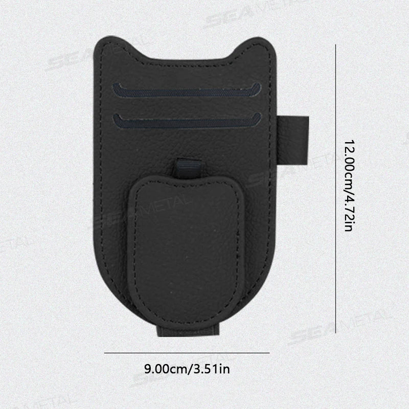Luxury Car Visor Glasses Clip – Magnetic 3-in-1 Sunglasses Holder with Card Slot