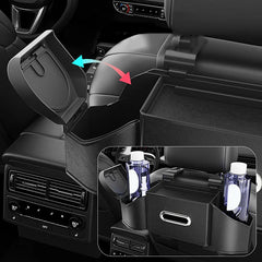 SEAMETAL Car Back Seat Organizer – Multifunction Storage Box with Cup Holder, Trash Bin & Phone Mount