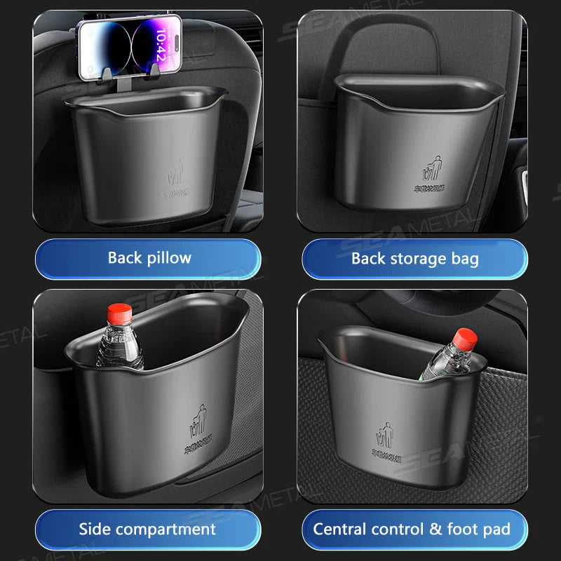 1.6L Large-Capacity Car Trash Bin – Waterproof Seat Back Garbage Can Organizer