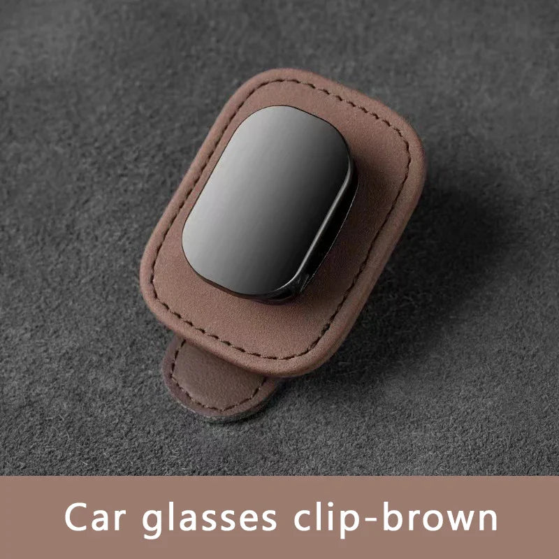 Compact Alloy Car Visor Glasses Holder – Premium Suede Sunglasses Mount