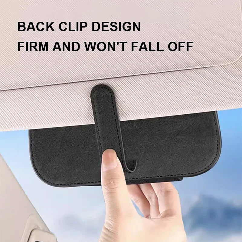 Magnetic Car Sunglasses Holder – Suede Anti-Scratch Eyeglasses Storage Case