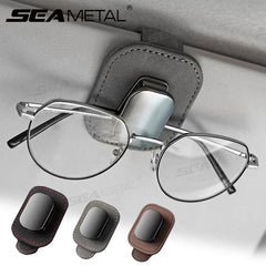 Compact Alloy Car Visor Glasses Holder – Premium Suede Sunglasses Mount