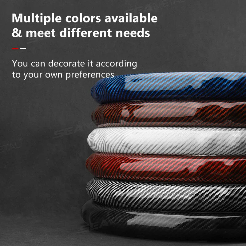 Carbon Fiber Steering Wheel Cover – Non-Slip Anti-Scratch Protection for 37–39cm Wheels