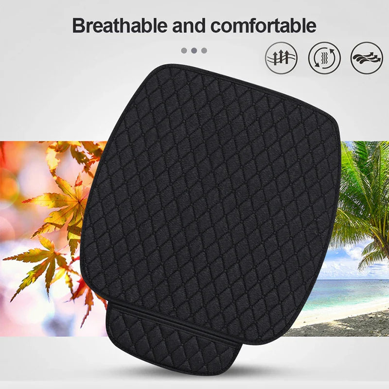 Universal Linen Car Seat Cushion – Flax Breathable Anti-Slip Front Seat Protector