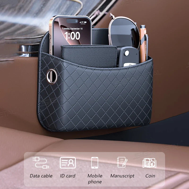 Universal Car Seat Side Organizer – Wear-Resistant Pocket for Phone & Cards
