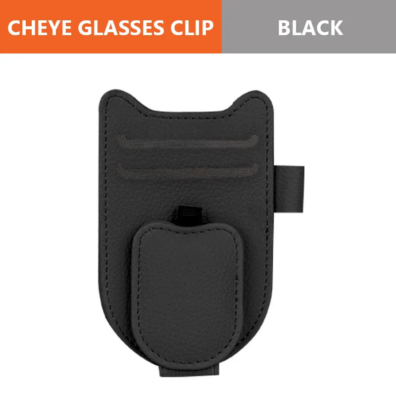 Luxury Magnetic Sunglasses Holder for Car – Leatherette Sun Visor Clip Organizer