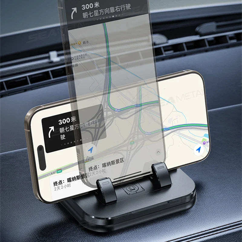Dashboard Car Phone Holder – 360° Rotation Head-Up Mount with Anti-Slip Base & Number Plate
