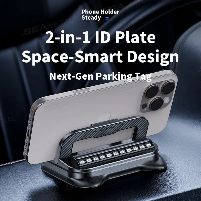 Dashboard Car Phone Holder – 360° Rotation Head-Up Mount with Anti-Slip Base & Number Plate