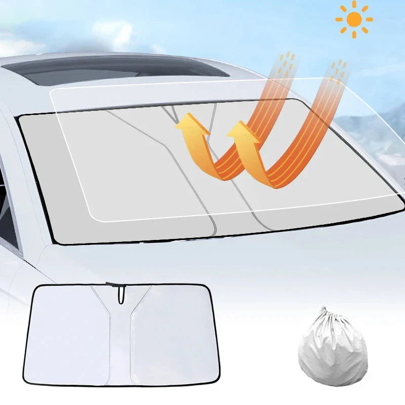 Foldable Car Front Window Sunshade – Summer Cooling UV Protection Curtain