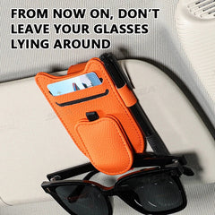 Luxury Magnetic Sunglasses Holder for Car – Leatherette Sun Visor Clip Organizer