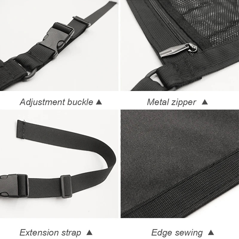 Car Ceiling Storage Net Pocket 80x55cm – Hanging Polyester Mesh Roof Organizer with Zipper
