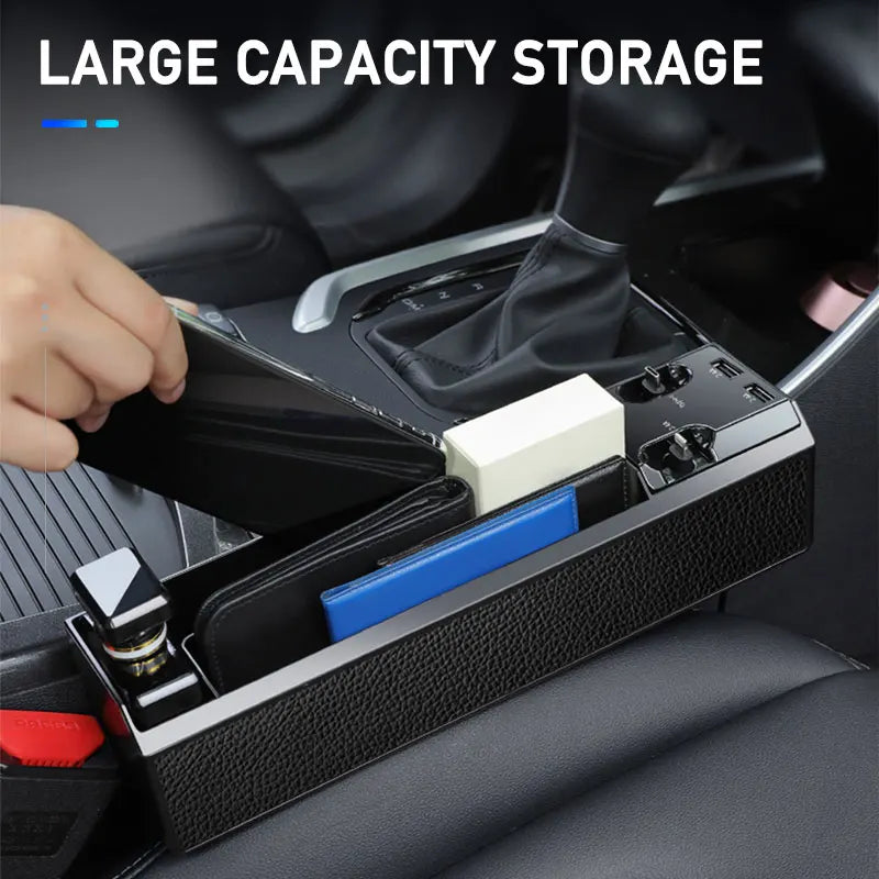 Multifunctional Car Seat Gap Organizer – Dual USB Port Charger for iPhone & Android