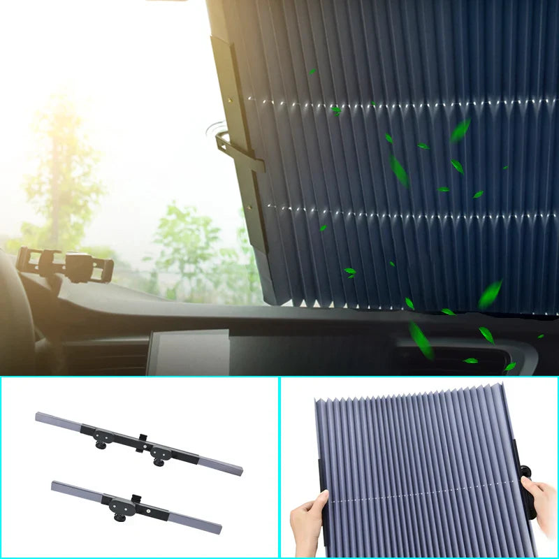 Retractable Car Window Sunshades – Front & Rear UV Blocking Windshield Curtains