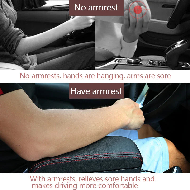 Adjustable Car Armrest Box – Elbow Support Seat Gap Organizer with Cushion