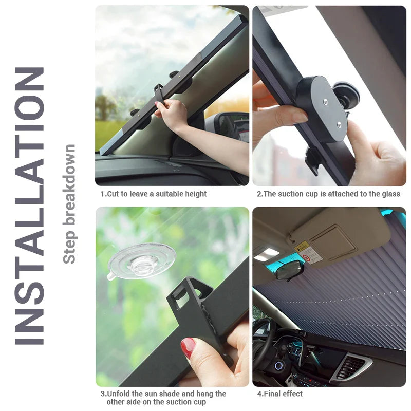 Retractable Car Window Sunshades – Front & Rear UV Blocking Windshield Curtains