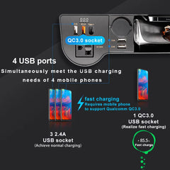 Car Seat Crevice Storage Organizer – Built-In 220V Inverter & 4 USB QC3.0 Fast Charging Ports