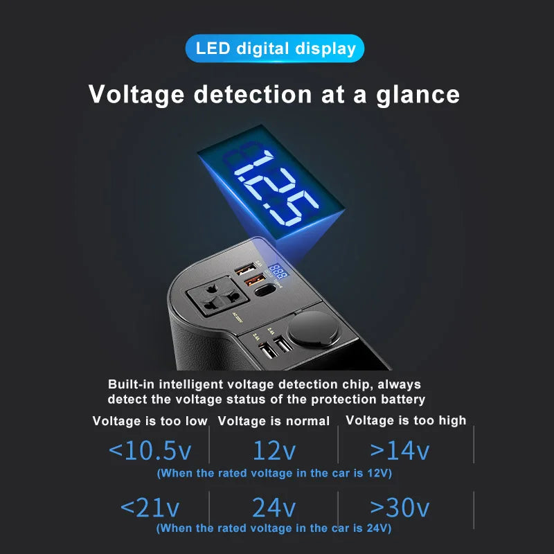 Car Seat Crevice Storage Organizer – Built-In 220V Inverter & 4 USB QC3.0 Fast Charging Ports