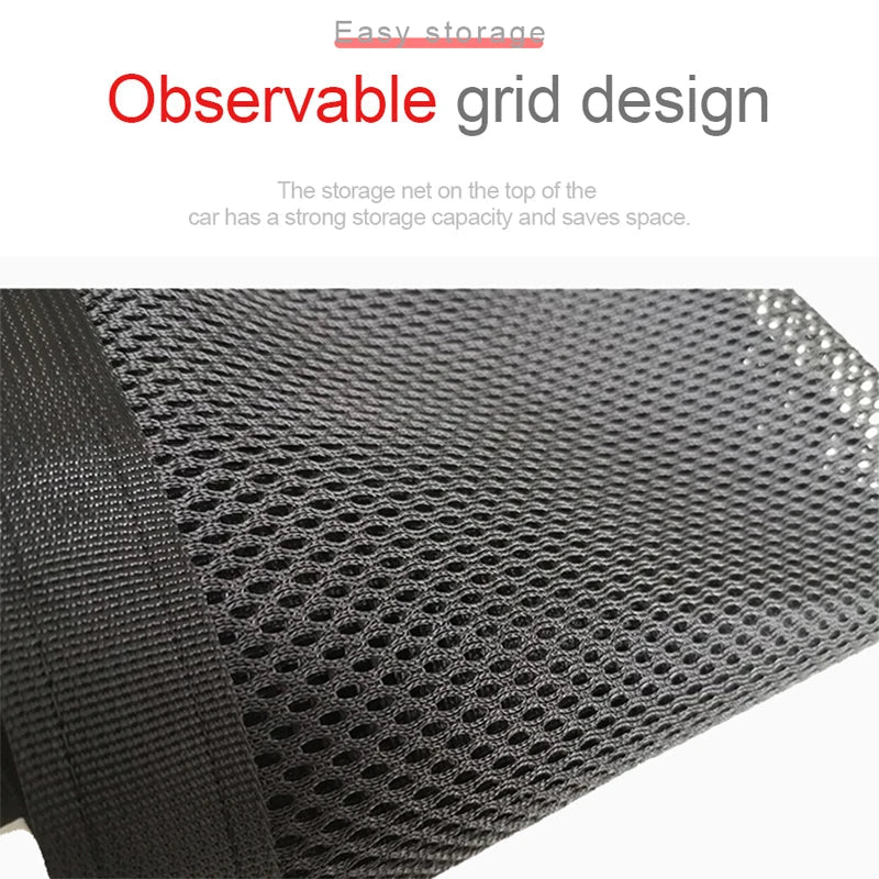 Car Ceiling Storage Net Pocket 80x55cm – Hanging Polyester Mesh Roof Organizer with Zipper