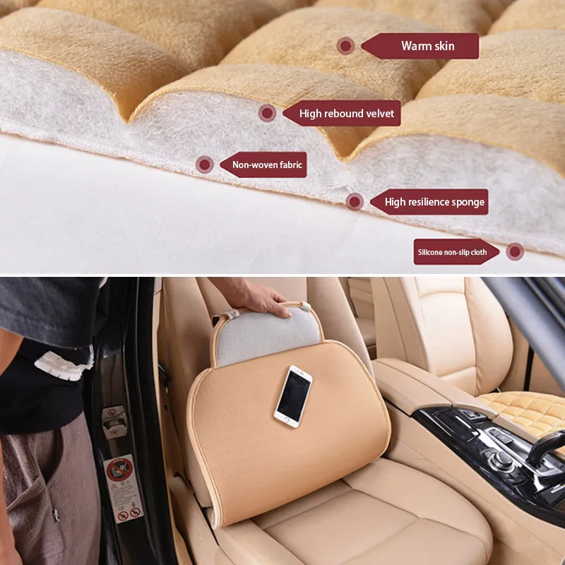 4-Season Plush Car Seat Cushion – Breathable Anti-Slip Cover for Sedan SUV Truck