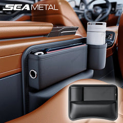 Universal Car Seat Gap Filler – Wear-Resistant PU Leather Organizer with Cup Holder