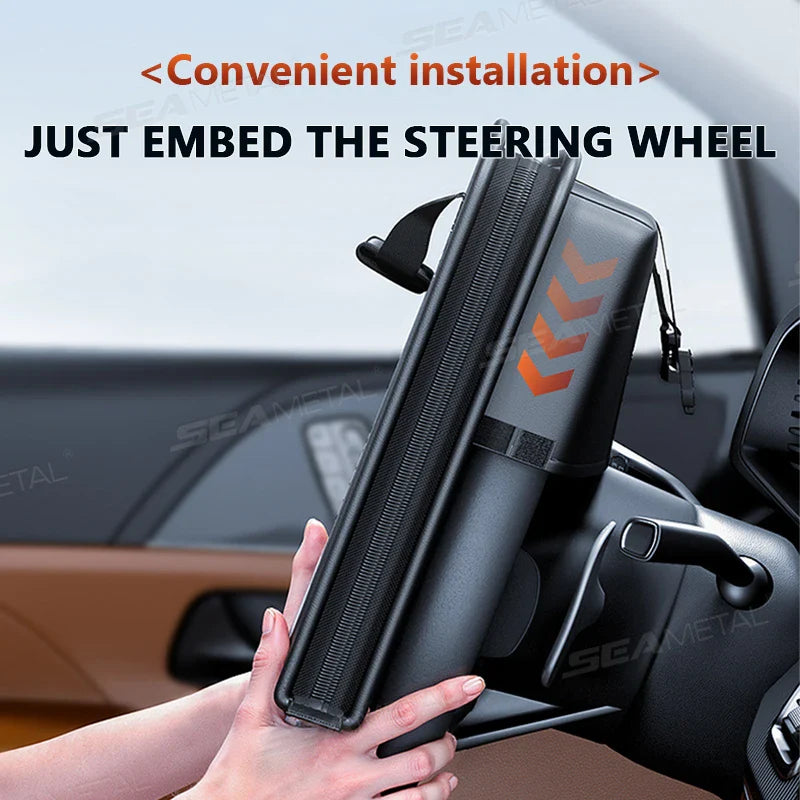 Draagbaar Laptopblad voor Autostuur – Opvouwbare Opbergorganizer met Meerdere Zakken