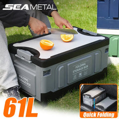61L Large-Capacity Foldable Car Trunk Organizer – Heavy-Duty Thickened Storage Box for Camping & Fishing