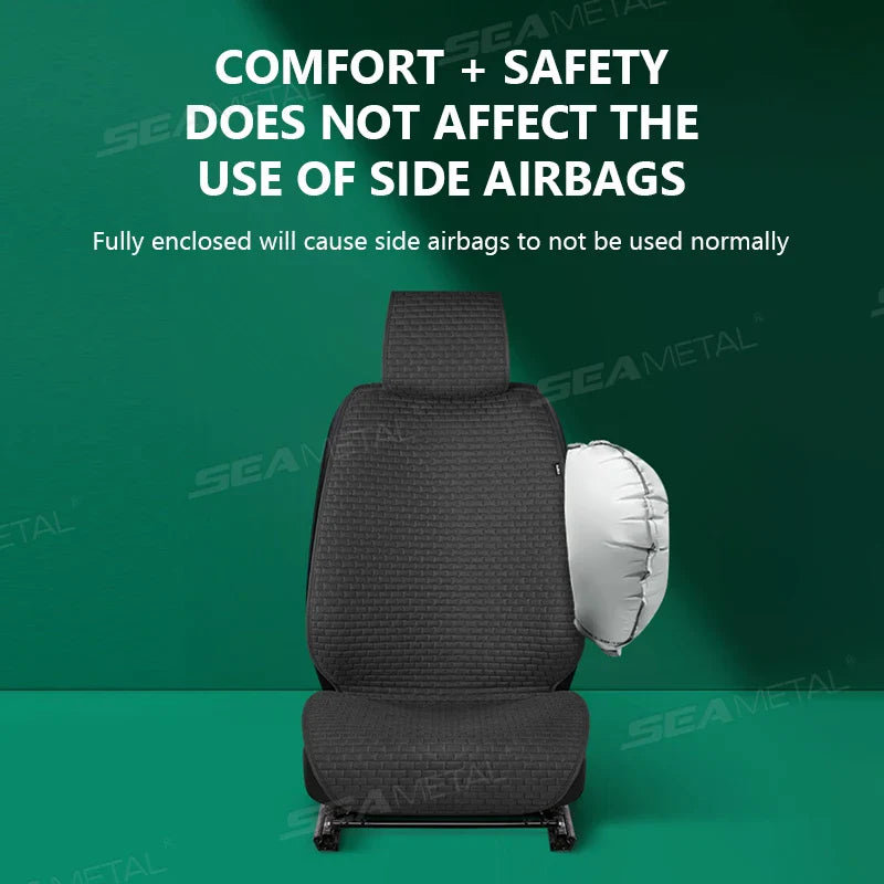 Breathable 100% Linen Car Seat Cover – Cooling Sweat-Absorbing Cushion for SUV & Sedan
