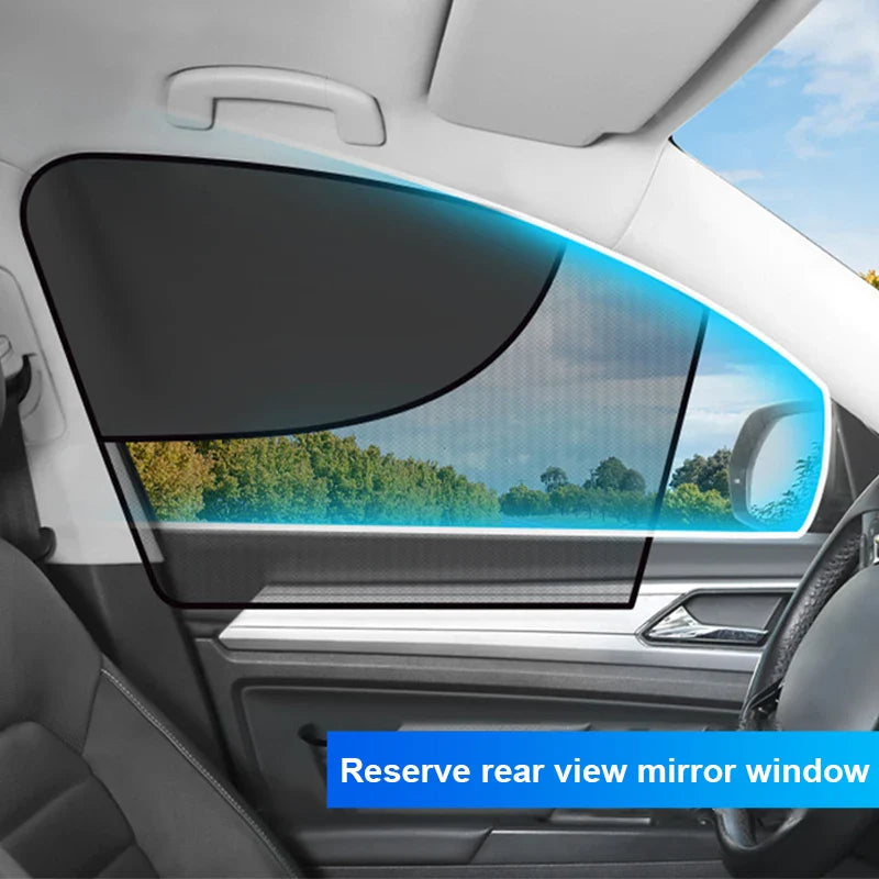Magnetic Car Window Sun Shades (2Pcs) – Double Layer Privacy UV Protection Curtain