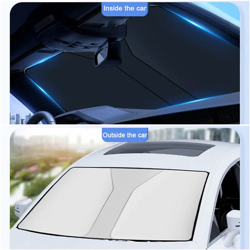 Foldable Car Front Window Sunshade – Summer Cooling UV Protection Curtain