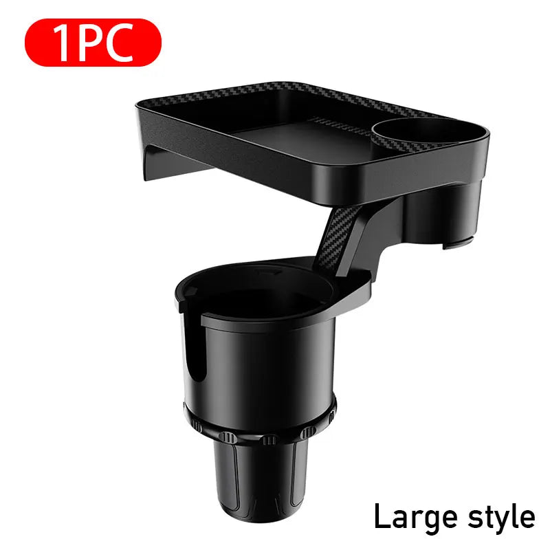 Car Cup Holder Expander with Tray – 360° Rotating Stable Drink Holder with Adjustable Base