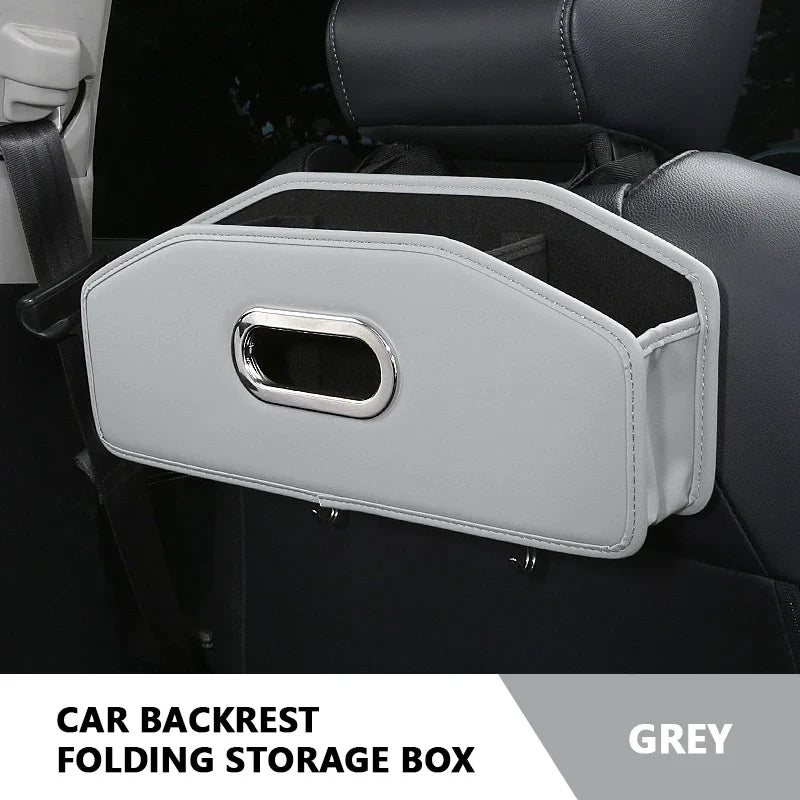 Multi-Function Car Backseat Organizer – Foldable Storage Box with Tissue Holder & Hook