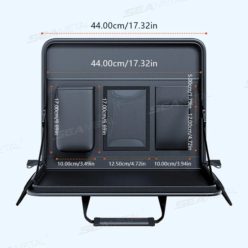 Draagbaar Laptopblad voor Autostuur – Opvouwbare Opbergorganizer met Meerdere Zakken