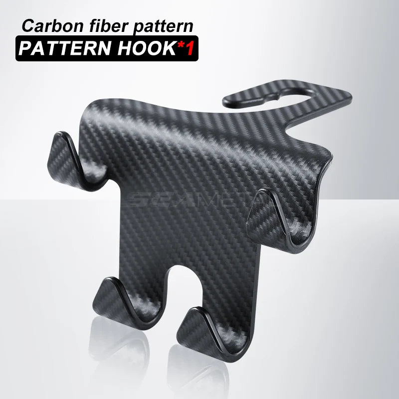 Multifunctionele Hoofdsteunhaak voor de auto – Koolstofvezel Hanger voor rugleuning
