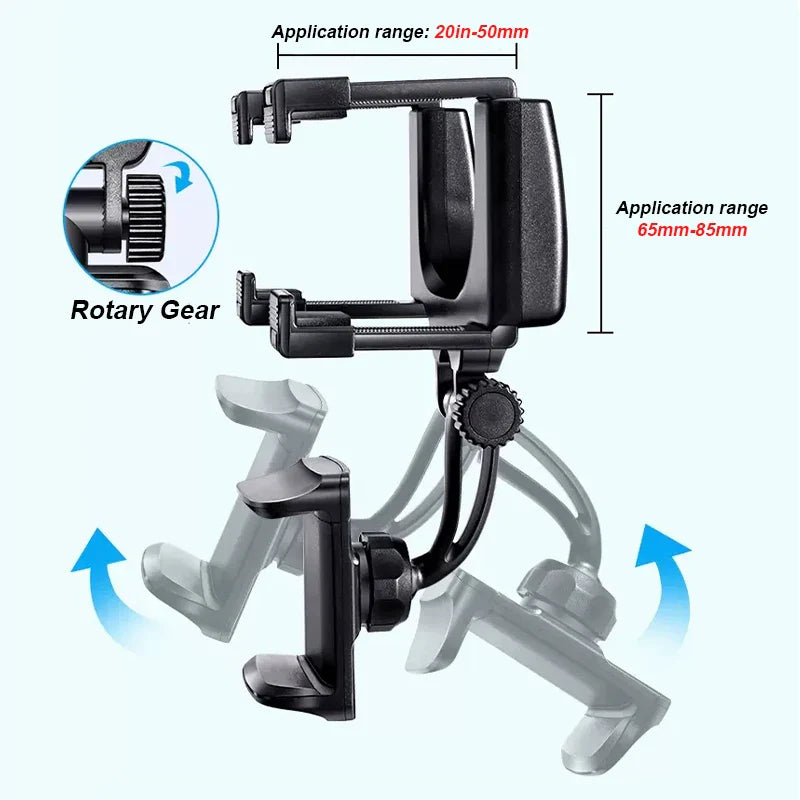Adjustable Car Mirror Phone Holder – Secure Gripper Smartphone Bracket with 360° Rotation
