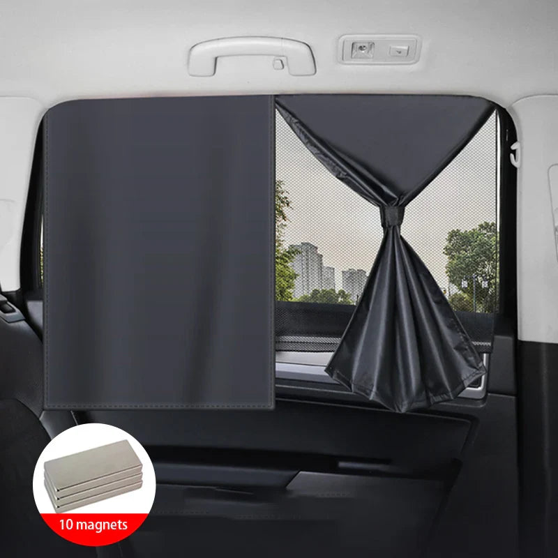 Magnetic Car Window Sun Shades (2Pcs) – Double Layer Privacy UV Protection Curtain