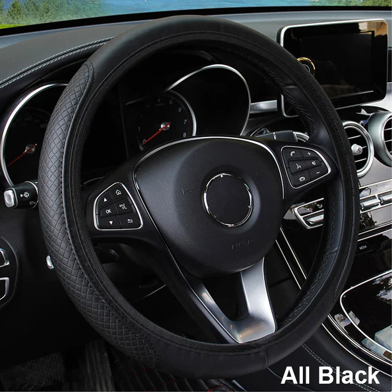 Universal Steering Wheel Cover 37–39CM – Anti-Slip, Wear-Resistant Microfiber Leather Cover