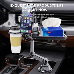 Universal Car Drink Holder Expander – Anti-Slip Silicone Base with 360° Phone Holder