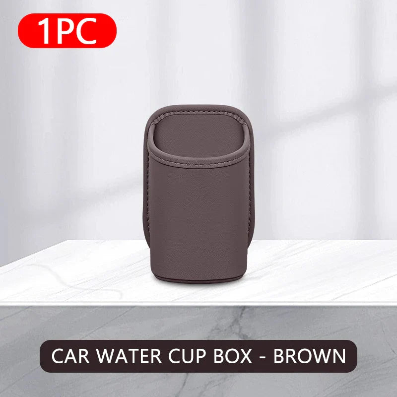 PU Leather Car Side Door Cup Holder – Stable Waterproof Bottle Holder