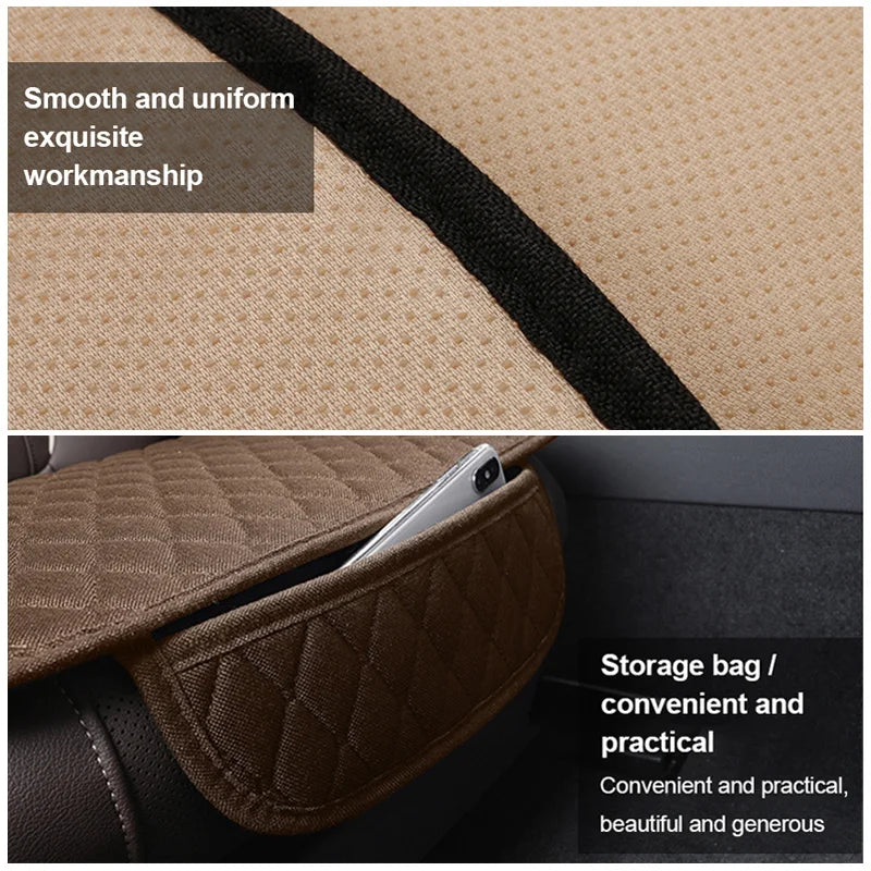 Universal Linen Car Seat Cushion – Flax Breathable Anti-Slip Front Seat Protector