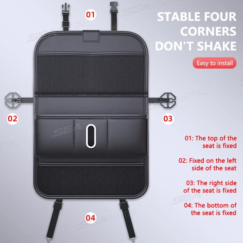 Organizador para Respaldo de Asiento de Coche con Bandeja Plegable – Protector Antimanchas con Bolsillos Múltiples para Niños