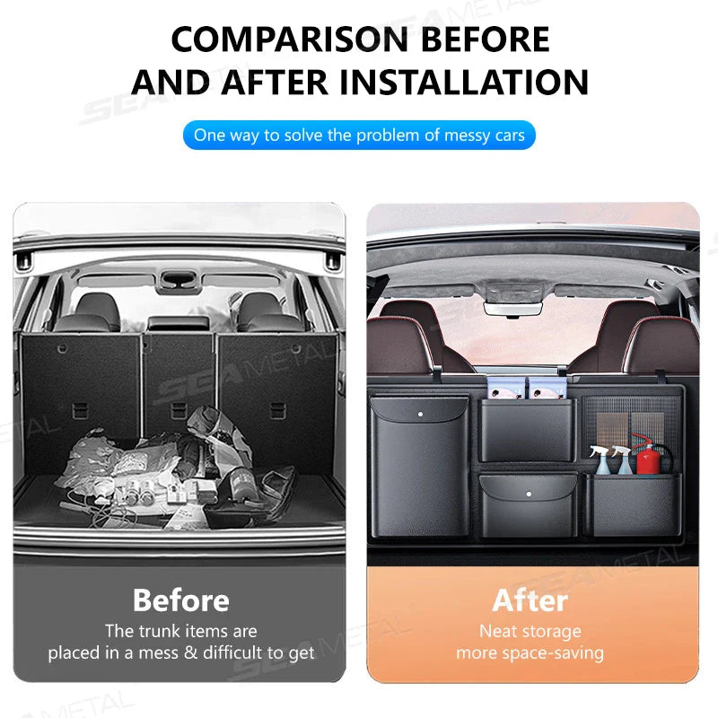 Universal Car Backseat Trunk Storage Bag – Multi-Pocket Waterproof Organizer