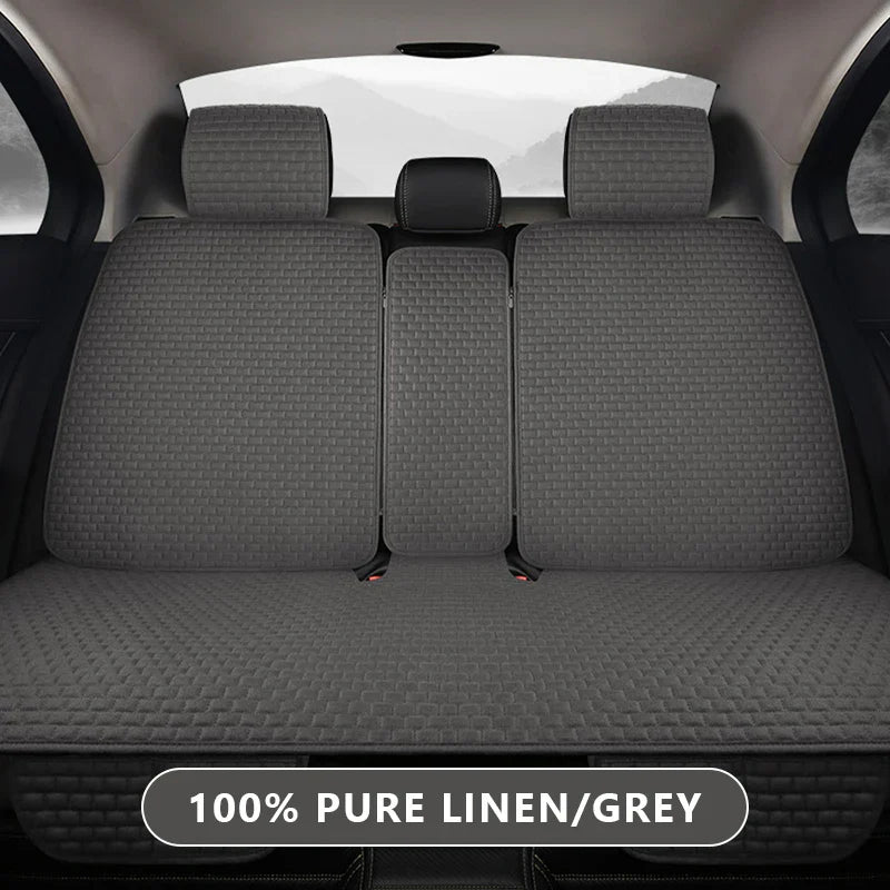 Breathable 100% Linen Car Seat Cover – Cooling Sweat-Absorbing Cushion for SUV & Sedan