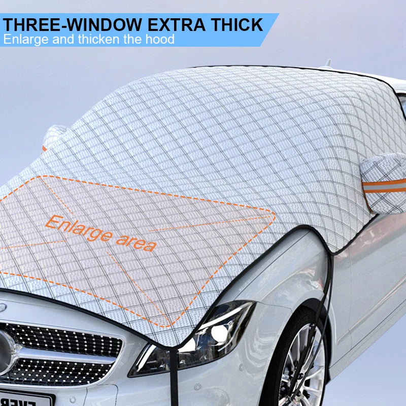 Upgraded Large Car Window Snow Cover – Universal Windshield Snow Shield with Hood Protection