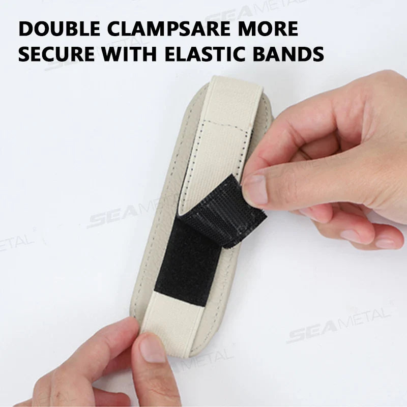 Magnetic Cowhide Car Glasses Holder – Dual-Clip Stable Sun Visor Sunglasses Organizer