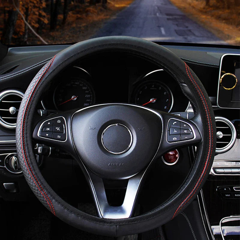 Universal Steering Wheel Cover 37–39CM – Anti-Slip, Wear-Resistant Microfiber Leather Cover