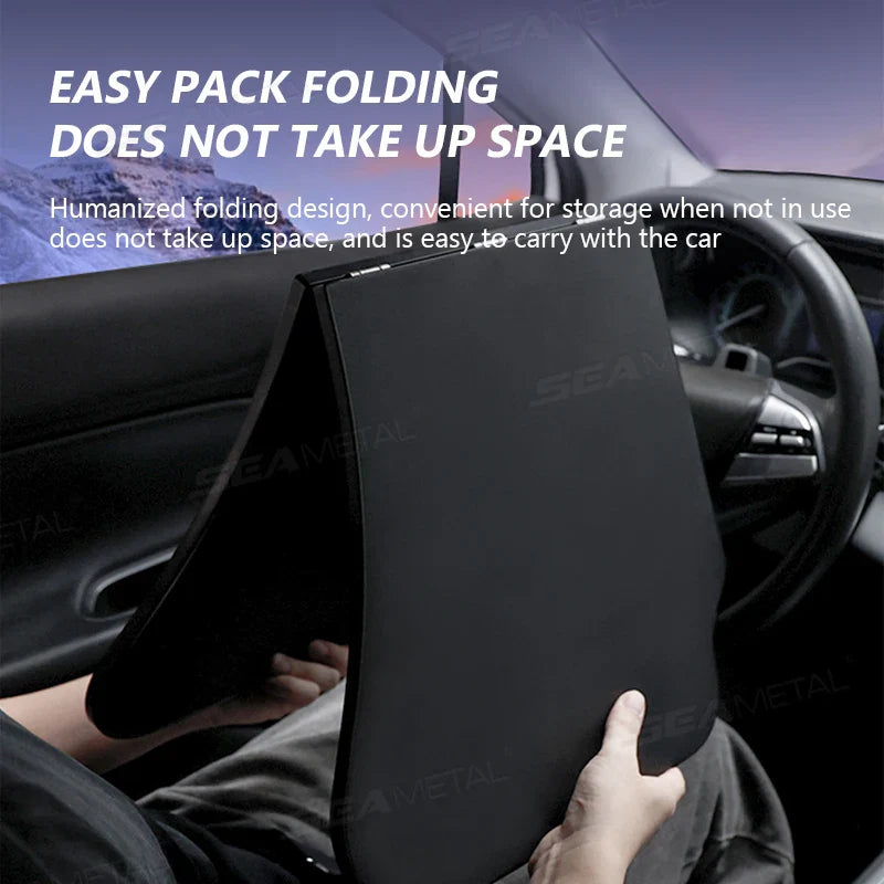 Foldable Car Laptop Tray Table – Stable Large Load-Bearing Dining Board with Drink Holder