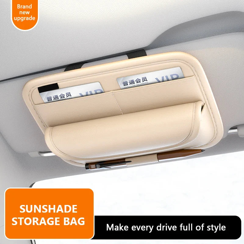 Car Visor Storage Bag – Luxury Textured Sunglasses Holder with Flannel Interior