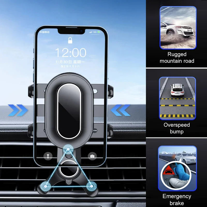 Anti-Shake Car Air Vent Phone Mount – Free Adjustment Stable Smartphone Holder