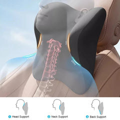 Memory Foam Car Neck & Lumbar Pillow – Soft Washable Cover Support Cushion